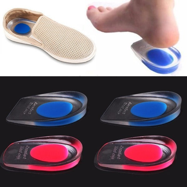 Comfortable gel heel cups for reducing foot pain. Comfortable gel heel cups for reducing foot pain.